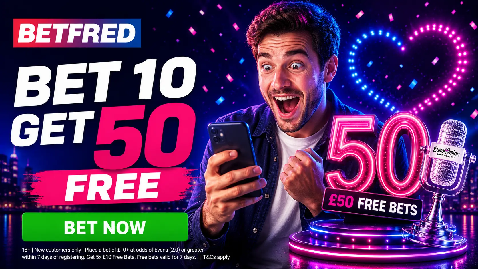 Betfred Bet 10 Get 50 Free Bets on Eurovision 2026