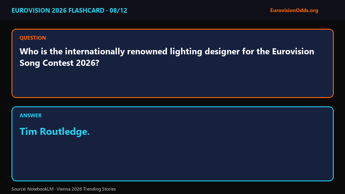 NotebookLM flashcard — Tim Routledge is Eurovision 2026's lighting designer