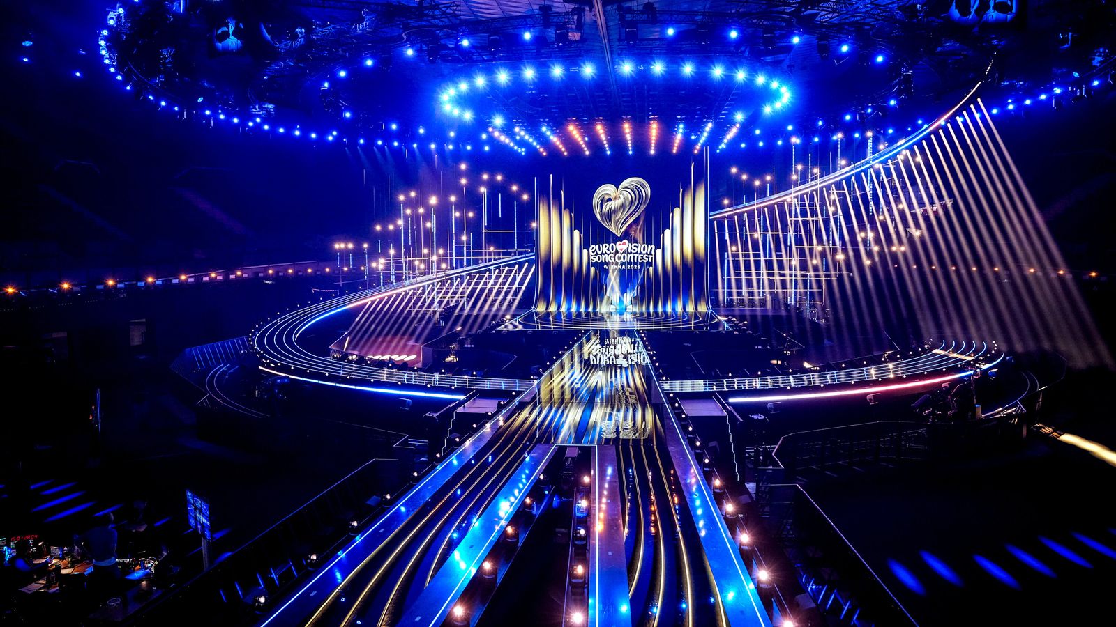Eurovision 2026 Grand Final stage at the Wiener Stadthalle Vienna — Bet Builder multi-leg betting venue
