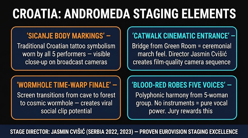 Croatia LELEK Andromeda staging elements breakdown — Eurovision 2026