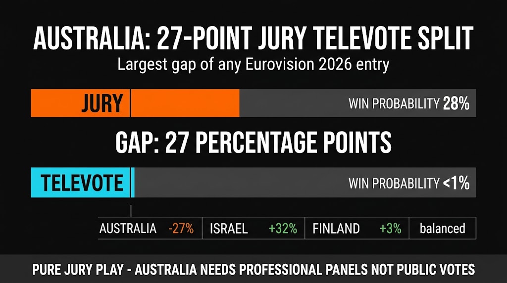Eurovision 2026 Australia Jury vs Televote Gap Analysis — 27 Point Split