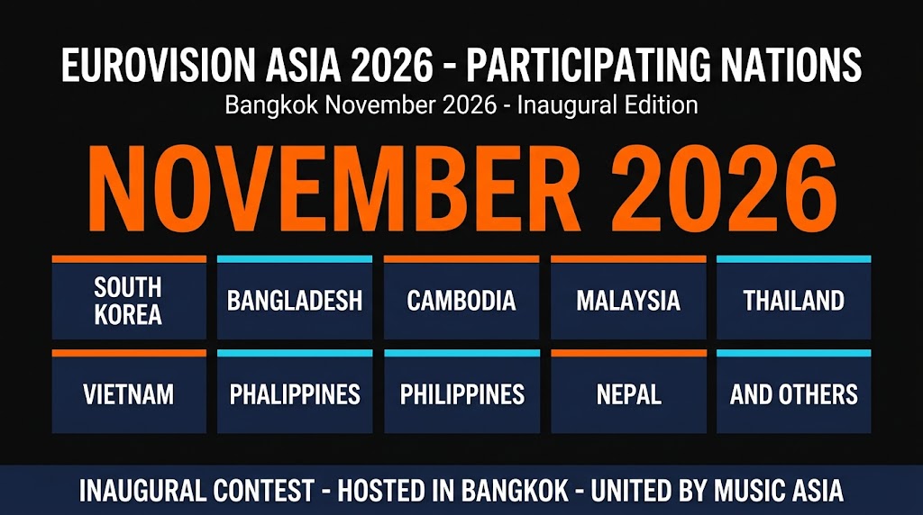 Eurovision Asia 2026 participating countries map - Bangkok November debut