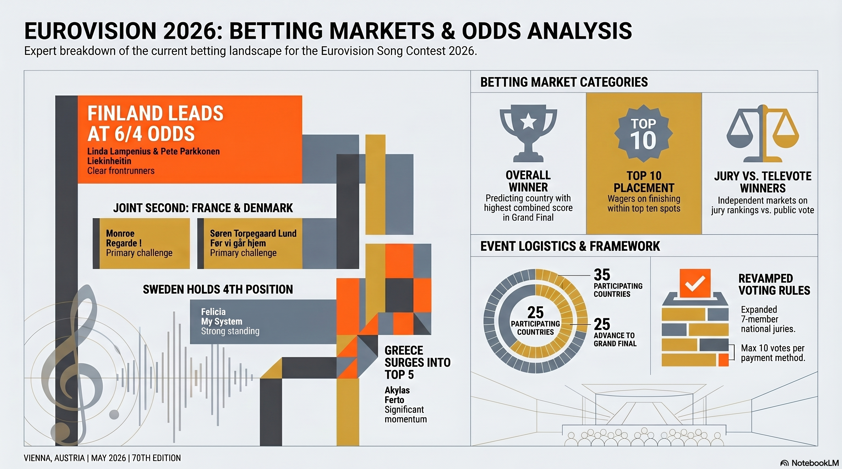 Eurovision 2026 betting odds — key SF1 contenders analysed