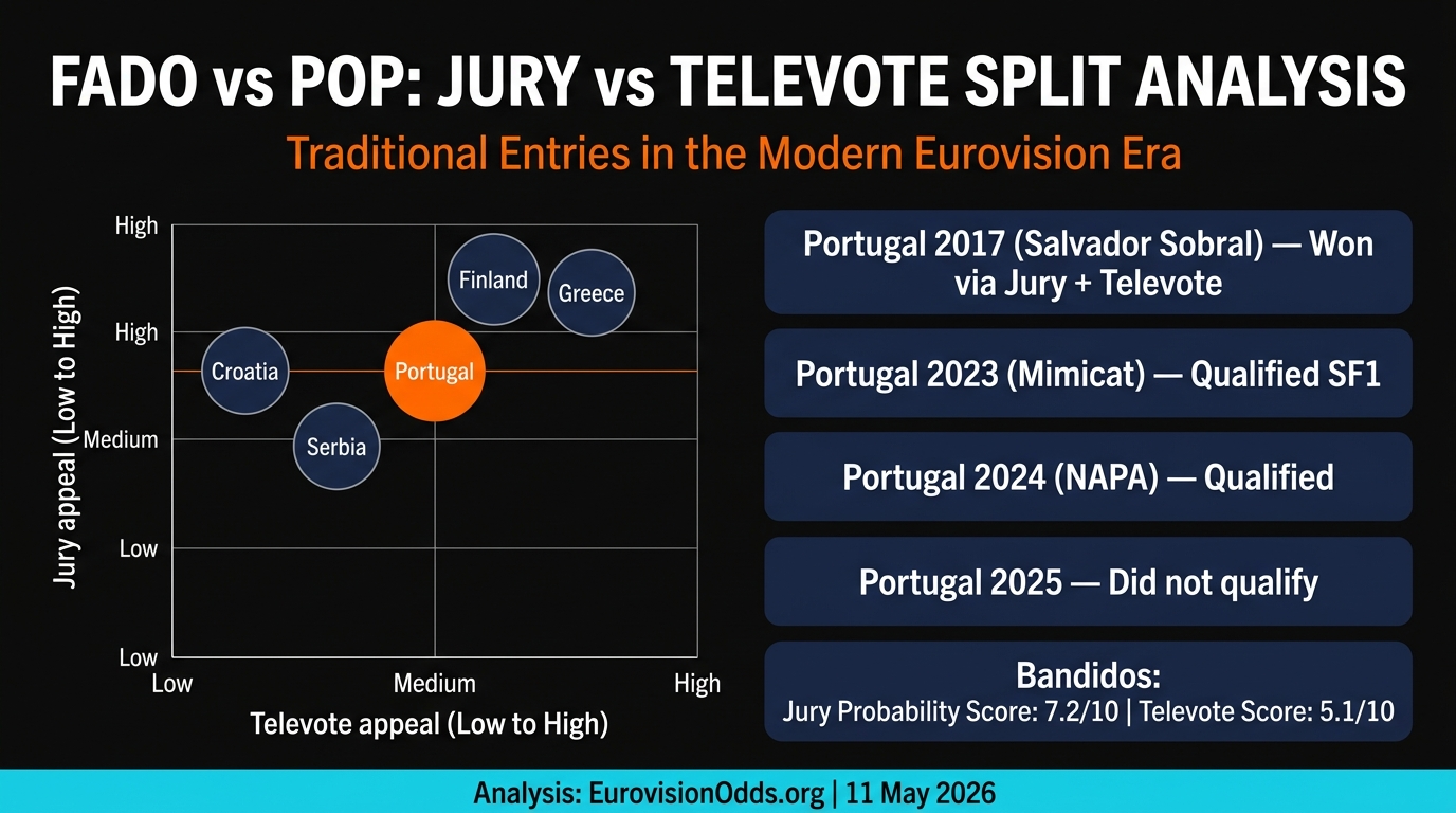 Portugal Eurovision 2026 fado entry jury vs televote split analysis