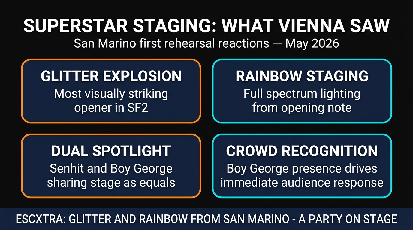San Marino Senhit Boy George Superstar staging elements Eurovision 2026