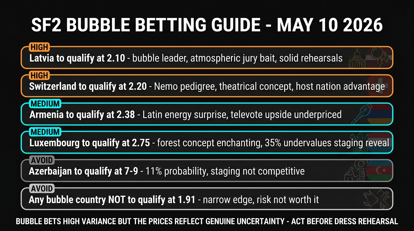 SF2 bubble betting guide Eurovision 2026