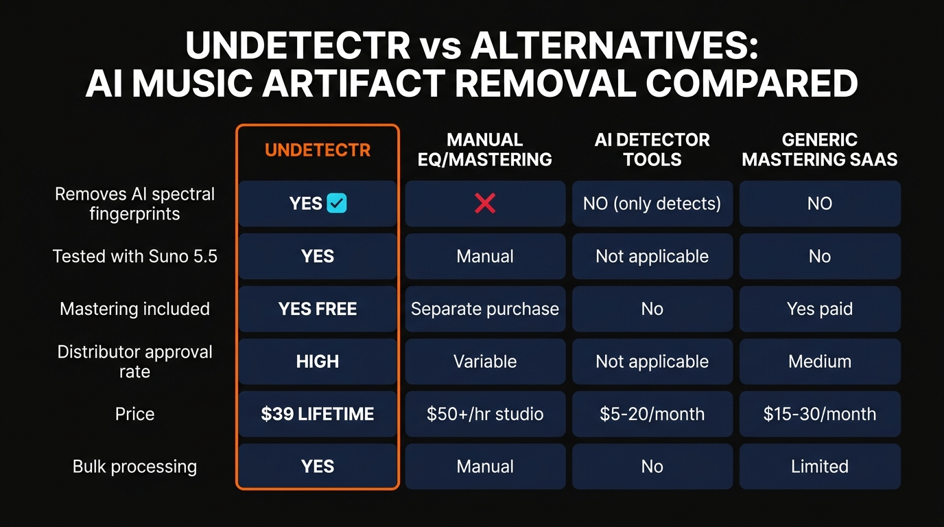 Undetectr vs alternatives comparison table