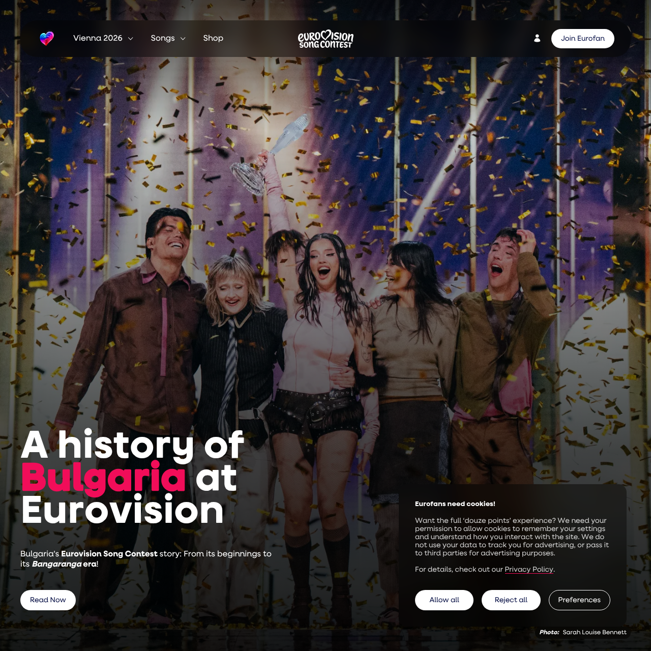 Eurovision.tv history page screenshot