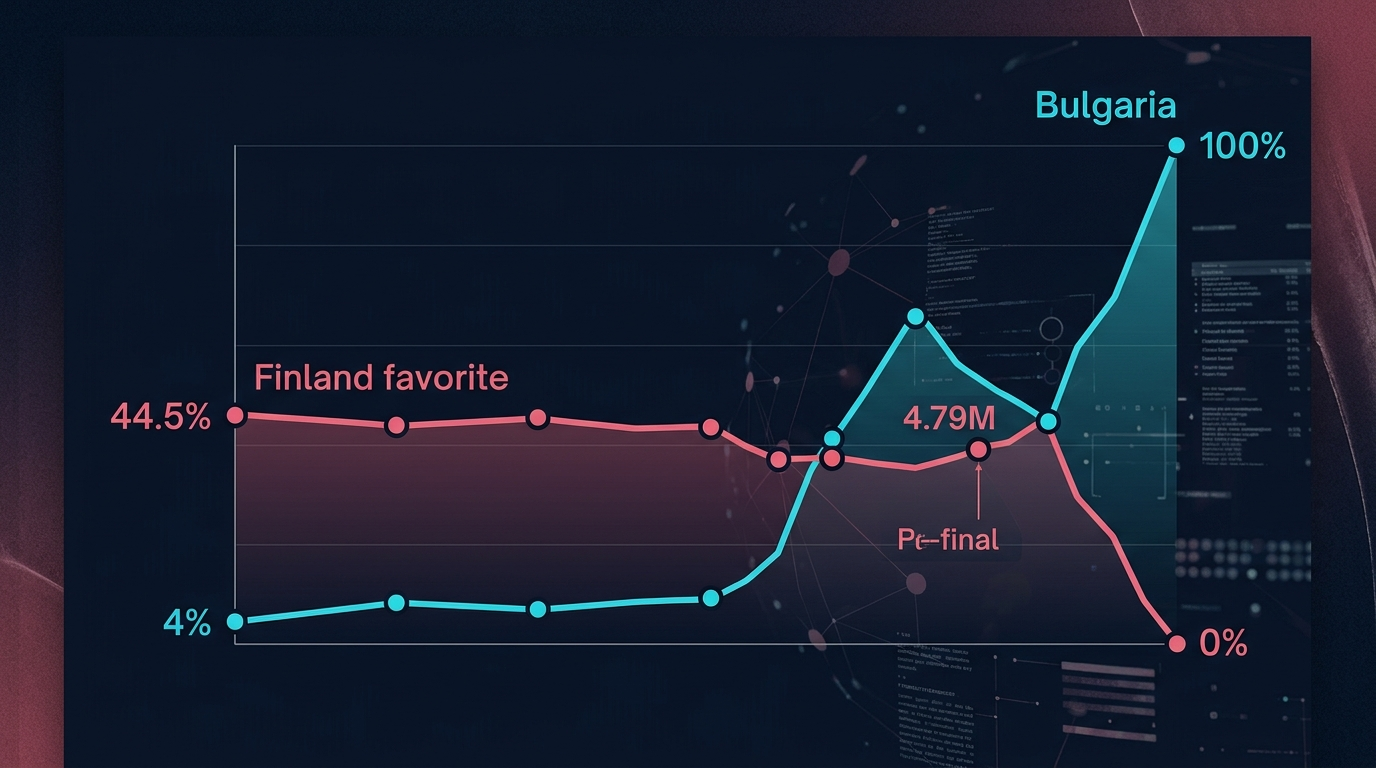 Polymarket Finland 44.5% favourite collapse to 6th