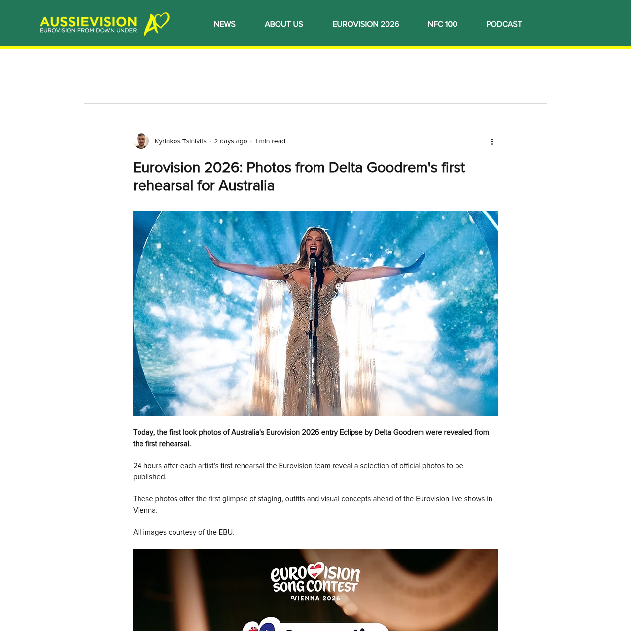 Delta Goodrem Eclipse rehearsal Vienna 2026 — Aussievision