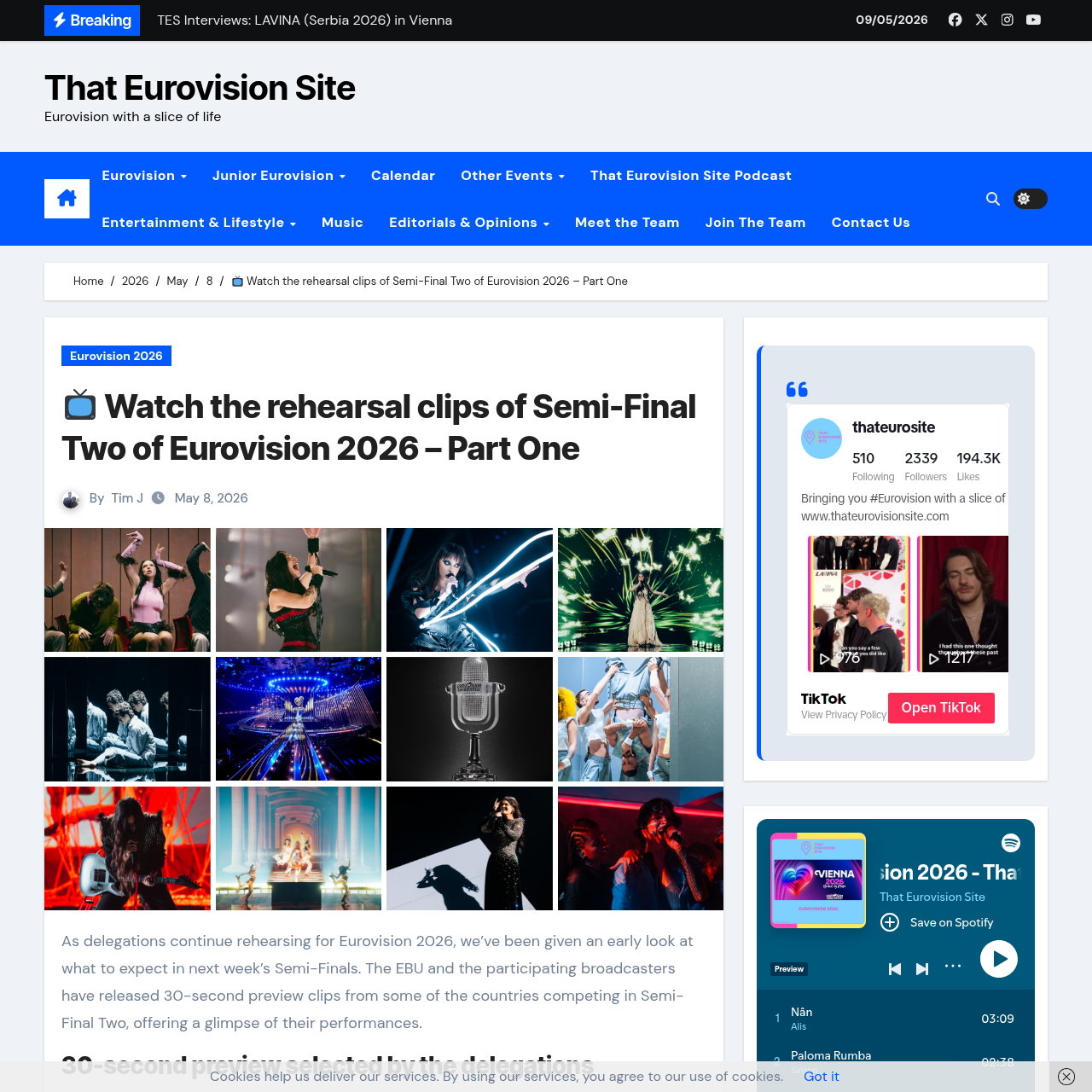 Eurovision 2026 SF2 second rehearsal clips coverage including Switzerland