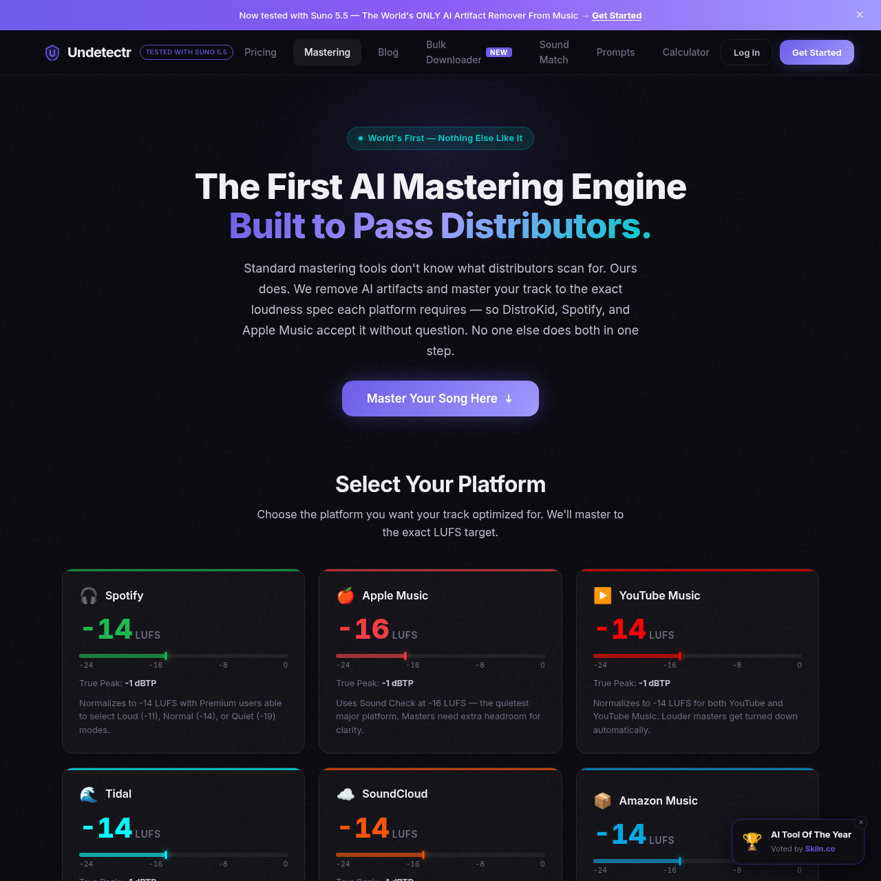 Undetectr free pro mastering page