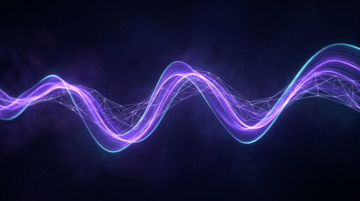 An audible waveform with a second, fainter structure woven invisibly through it